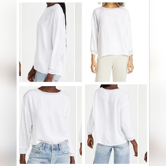 NWT Vince Rib Trim White Long Sleeve Top Triacetate women's size 3X - Picture 10 of 16